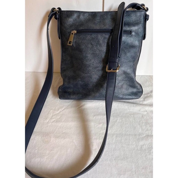 Sondra Roberts Women Squared Shoulder Bag Blue Faux Leather Pocket Outer Zipper - Picture 2 of 10